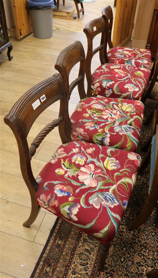 A set of four Regency mahogany ropetwist back dining chairs